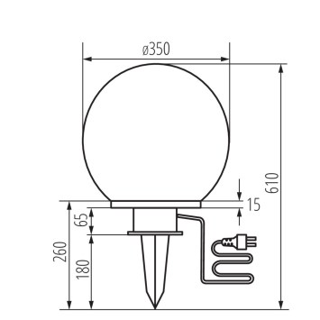 Záhradné svietidlo s vymeniteľným zdrojom svetla Guľa, E27, IP65, 350 mm obrazok-1