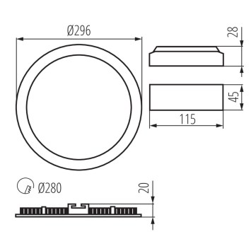 Stropné zapustené svietidlo LED 24W-NW-W IP44/20 obrazok-1