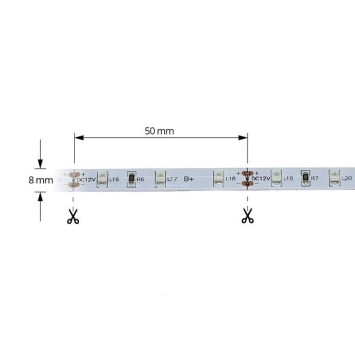 LED pás 4,8W, 12V, 60pcs/m -3528 SMD, zelený, IP20, šírka 8mm obrazok-2