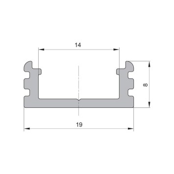 LED povrchový hliníkový profil BC14, bronzový, 19x8mm obrazok-2