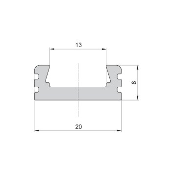 LED povrchový hliníkový profil XC02, strieborný, 20x8mm obrazok-2