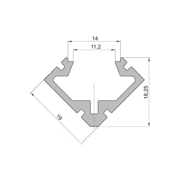 LED rohový hliníkový profil CC23, čierny,19x19mm obrazok-1