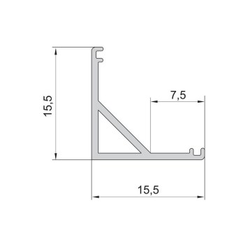 LED rohový hliníkový profil XC31, strieborný,15.5x15.5mm obrazok-1