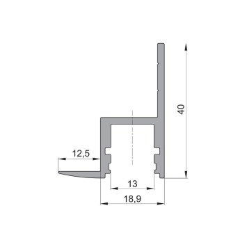 LED zápustný hliníkový profil XC08, strieborný,40x32mm obrazok-1